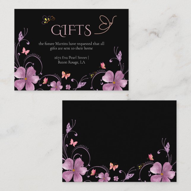 Carte D'accompagnement Fête des mariées de papillons rose moderne (Devant / Derrière)