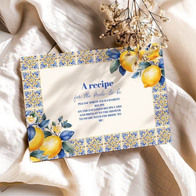 Carte D'accompagnement Fête des mariées d'été chic citron méditerranéen (Créateur téléchargé)