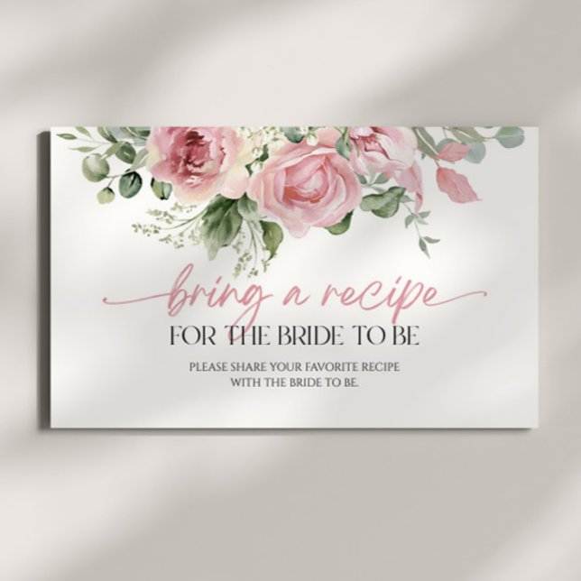 Carte D'accompagnement Fête des mariées Florale Rose Apporter Une Recette (Créateur téléchargé)
