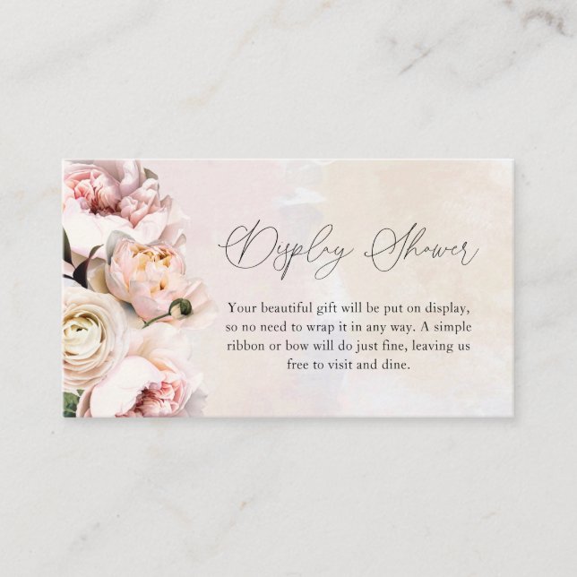 Carte D'accompagnement Fête des mariées florale rose pâle avec douche (Devant)