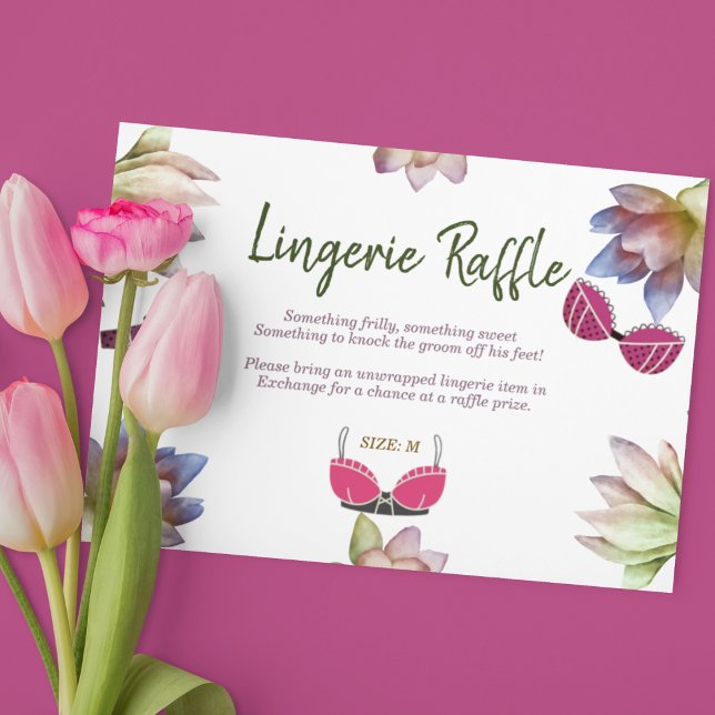 Carte D'accompagnement Fête des mariées Lingerie Raffle (Add playful excitement to your bridal shower)