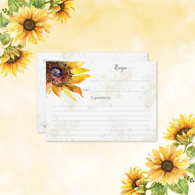 Carte D'accompagnement Fête des mariées Motif de tournesol Recette (Créateur téléchargé)