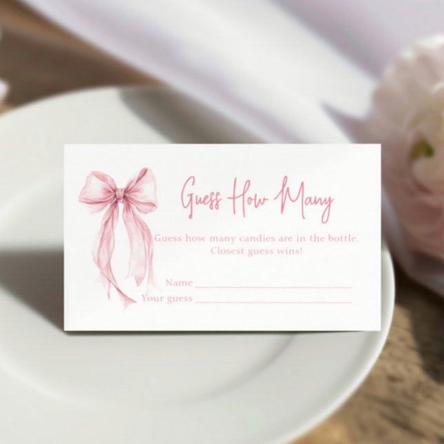 Carte D'accompagnement Fête des mariées Pink Bow Devine Combien De Jeu (Créateur téléchargé)