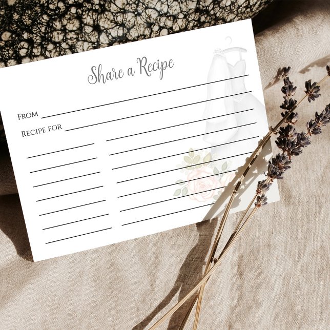 Carte D'accompagnement Fête des mariées Recette Peach Floral Gown (Share a recipe for bridal shower enclosure insert card)