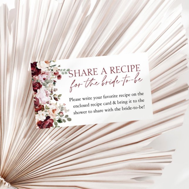 Carte D'accompagnement Fête des mariées rose Burgundy Demande de recette (Créateur téléchargé)