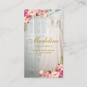 Carte D'accompagnement Fête des mariées Rose Floral Gold Registre Insérer