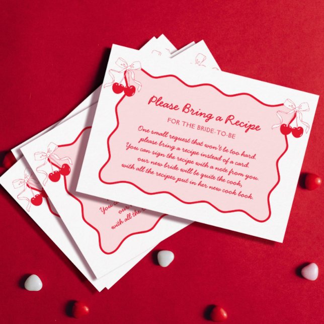 Carte D'accompagnement Fête des mariées rouge cerisier rose Bow Demande d (Créateur téléchargé)