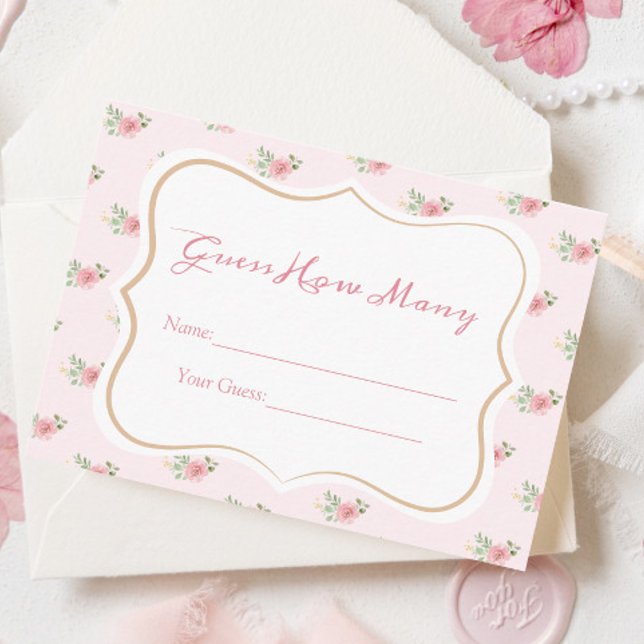 Carte D'accompagnement Fête des mariées Tea Party Devine Combien (Créateur téléchargé)