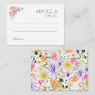 Carte D'accompagnement Fêtes des mariées florales rose et bleu Conseils e