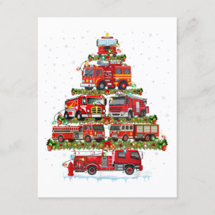 Carte D'accompagnement Feu de camion feux Pompier Camion d'incendie Noël