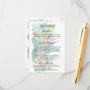 Carte D'accompagnement Feuillage botanique exotique aquarelle tropicale
