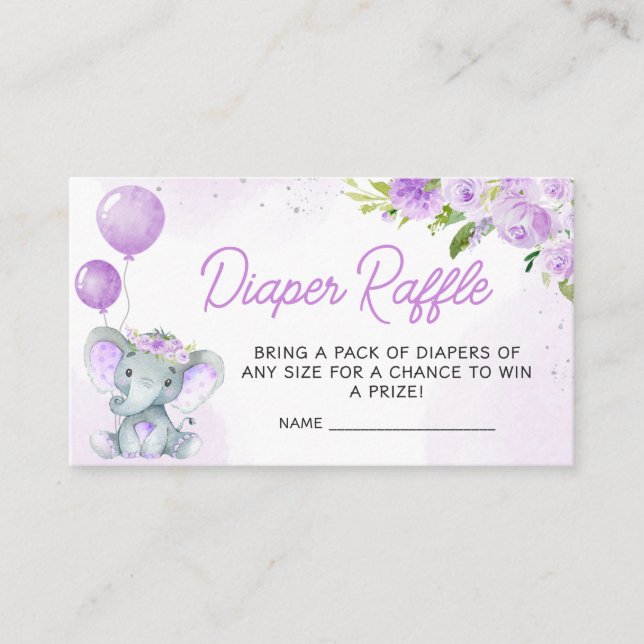 Carte D'accompagnement Feuillage de Baby shower à couches florales violet (Devant)