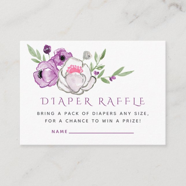 Carte D'accompagnement Feuillage de Baby shower de la fleur violet et d'a (Devant)