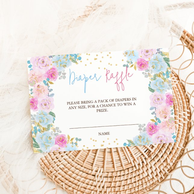Carte D'accompagnement Feuillage de couches bleu rose Floral (Créateur téléchargé)