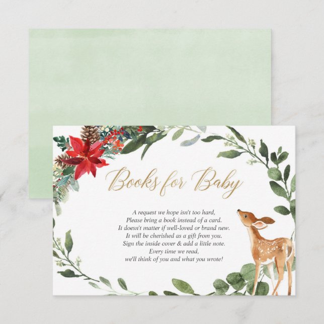 Carte D'accompagnement feuillage de Noël bébé cerf demande de réservation (Devant / Derrière)