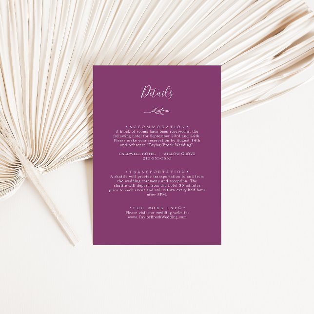 Carte D'accompagnement Feuille minimale | Berry Purple Détails (Créateur téléchargé)