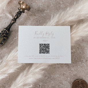 Carte D'accompagnement Feuille minimale   Blush Pink QR Code Mariage RSVP