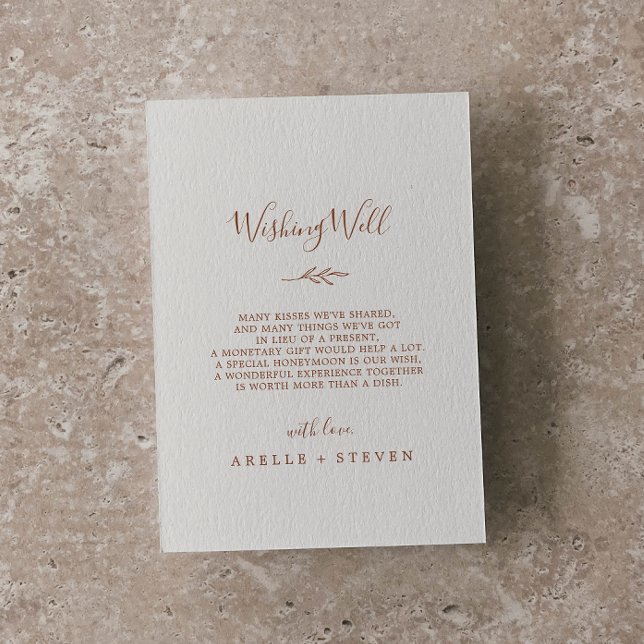 Carte D'accompagnement Feuille minimale | Boho Cream Mariage Wishing well (Créateur téléchargé)
