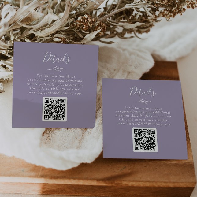 Carte D'accompagnement Feuille minimale | Détails du Mariage de code QR L (Créateur téléchargé)