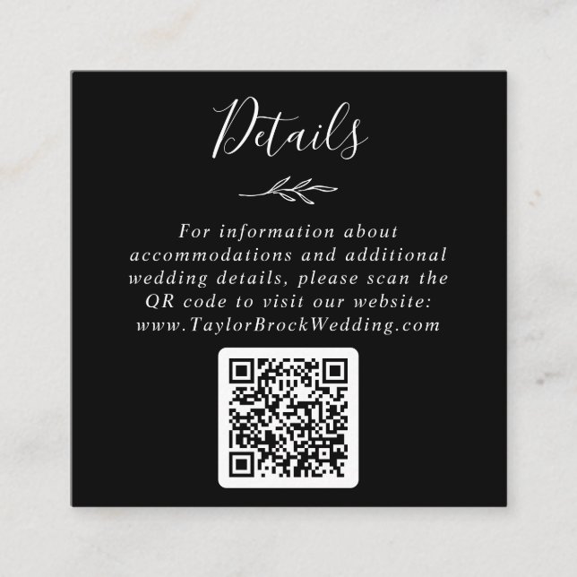 Carte D'accompagnement Feuille minimale | Détails du Mariage de code QR n (Devant)