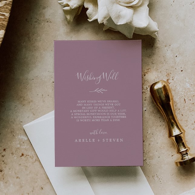Carte D'accompagnement Feuille minimale | Mauve Mariage Wishing well (Créateur téléchargé)
