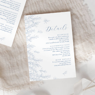 Carte D'accompagnement Feuille moderne Dusty Blue Minimal Détails Mariage