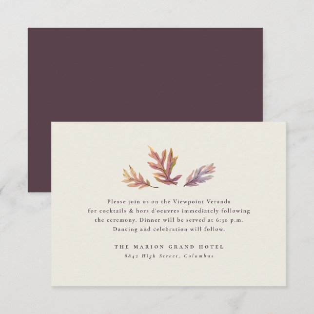 Carte D'accompagnement Feuilles automnales mariage simple réception (Devant / Derrière)
