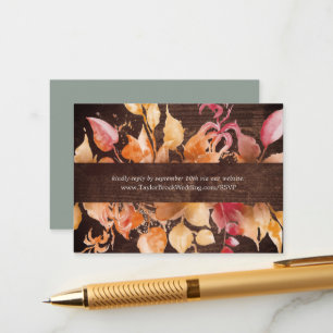 Carte D'accompagnement Feuilles automnales   Rustic Wood Mariage Website