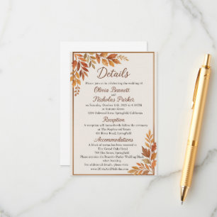 Carte D'accompagnement Feuilles d'automne élégantes et script de cuivre A