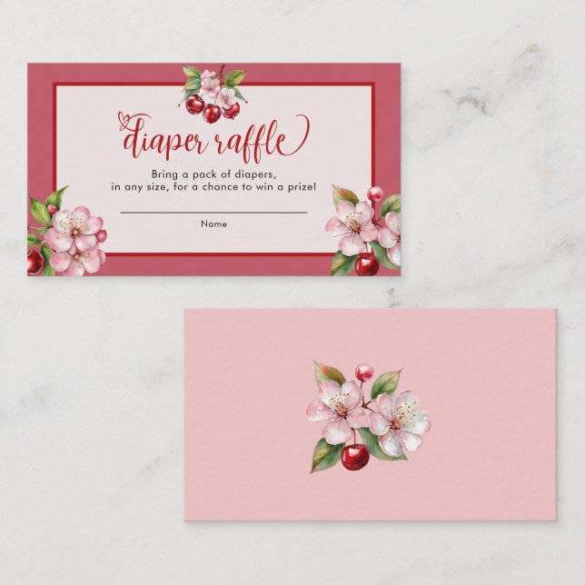 Carte D'accompagnement Feuilles de cerisier Baby shower rose Repas de cou (Devant / Derrière)