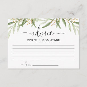 Carte D'accompagnement Feuilles d'or vert Conseils pour les parents mères