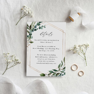 Carte D'accompagnement Feuilles & Eucalyptus Gold LG