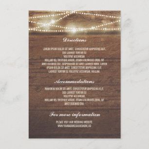 Carte D'accompagnement Feux lumineux Rusti Wood Détails du Mariage