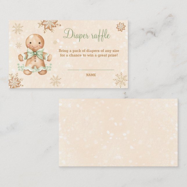 Carte D'accompagnement Fiche à Baby shower vert pain d'épices (Devant / Derrière)