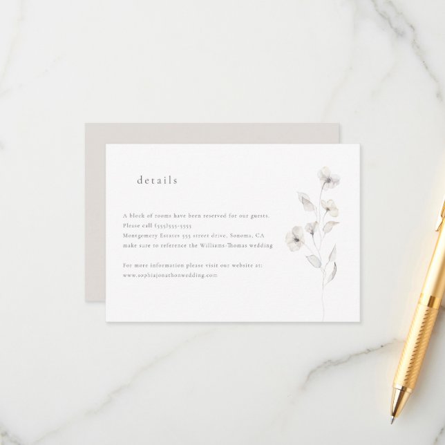 Carte D'accompagnement Fiche de boîtier Détails sur les fleurs délicates (Devant/Arrière en situation)