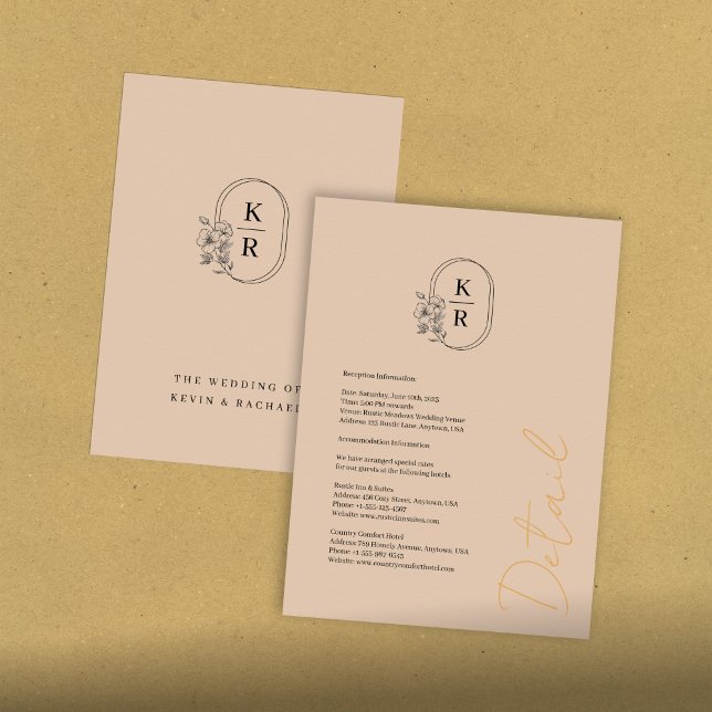 Carte D'accompagnement Fiche de boîtier Rustique Détails du Mariage (Créateur téléchargé)