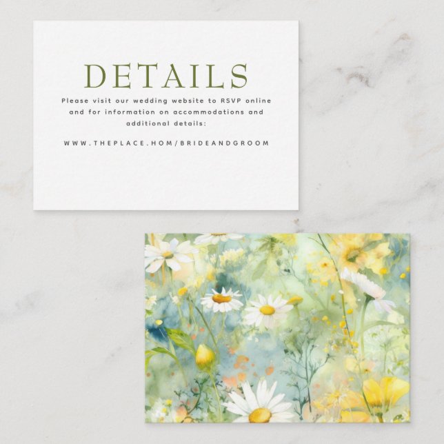 Carte D'accompagnement Fiche d'information détaillée avec Fleur sauvage (Devant / Derrière)