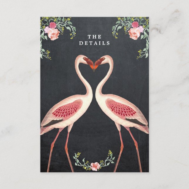 Carte D'accompagnement fiche d'information du mariage floral flamingo (Devant)