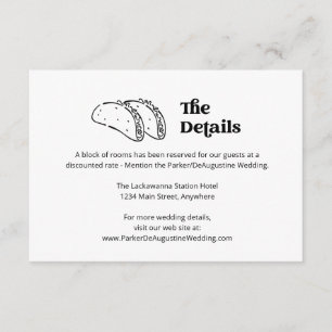 Carte D'accompagnement Fiche du boîtier du Mariage Taco
