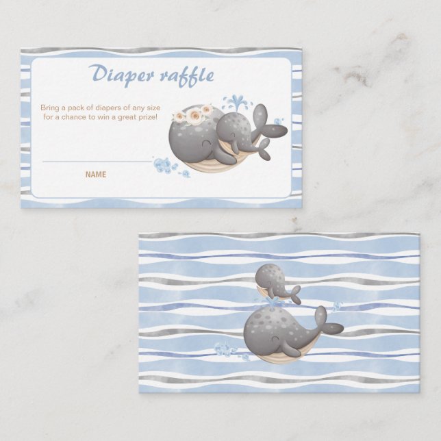 Carte D'accompagnement Fiche rabat Baby shower de baleines nautiques (Devant / Derrière)