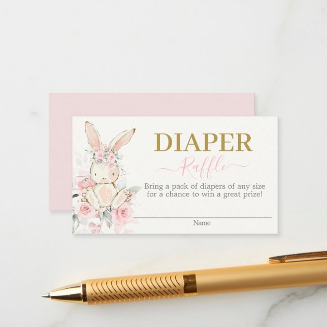 Carte D'accompagnement Fiche rabat fille Baby shower lapin (Devant/Arrière en situation)