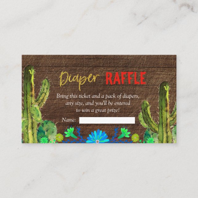Carte D'accompagnement Fiesta Baby Muchacho Baby shower Déchets Raffle (Devant)
