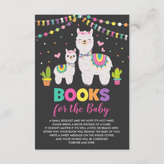 Carte D'accompagnement Fiesta Llama Alpaca Cactus Livres pour Baby Girl (Devant)