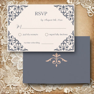 Carte D'accompagnement Filigree rustique, mariage RSVP