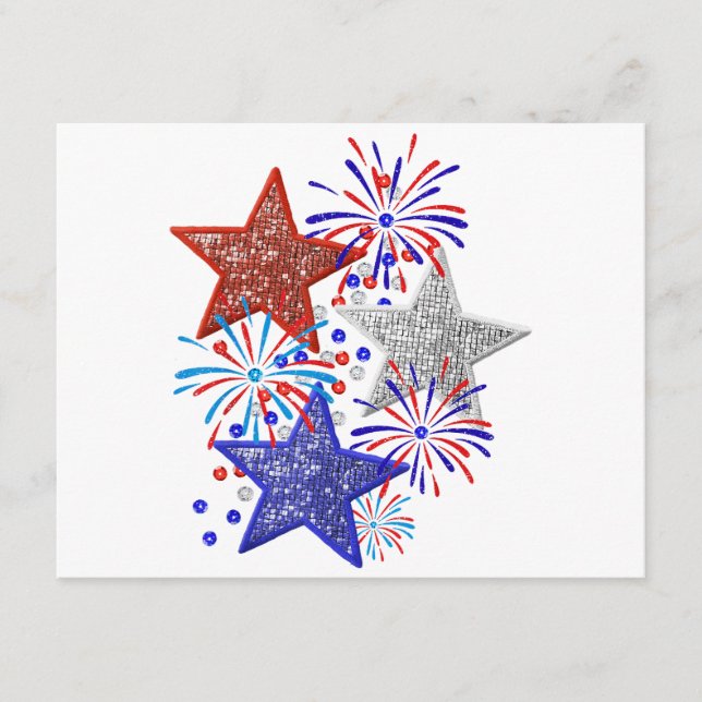 Carte D'accompagnement Fille 4 juillet Femmes Rouge Blanc Bleu Étoile Amé (Devant)