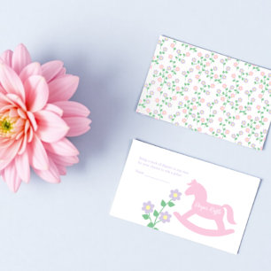 Carte D'accompagnement Fille au cheval à bascule rose Baby Shower Tirage