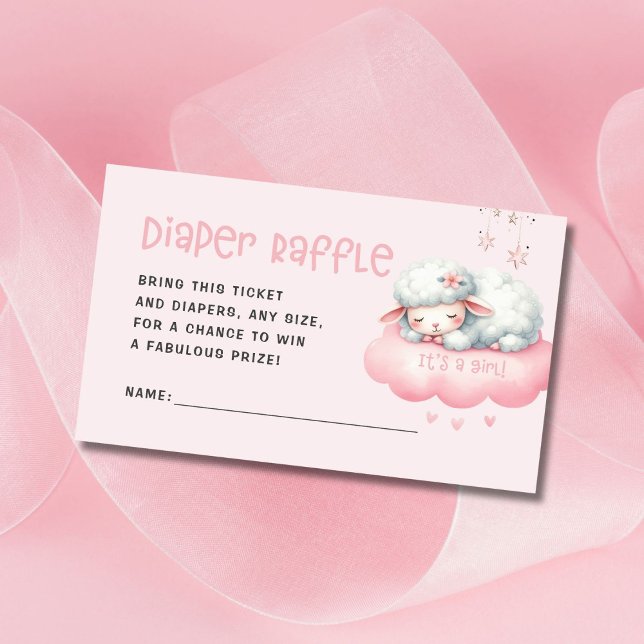 Carte D'accompagnement Fille Baby shower Lamb Rose Déchets Raffle (Créateur téléchargé)