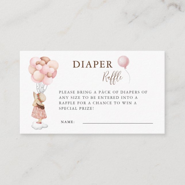 Carte D'accompagnement Fille Baby shower Volant Balloon Déchets Raffle (Devant)