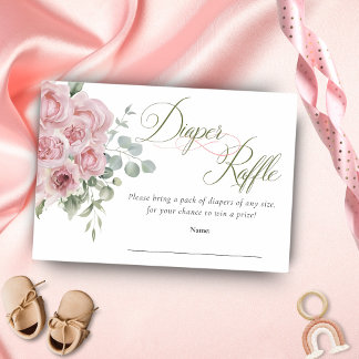 Carte D'accompagnement Fille bébé en fleur Baby shower Déchets Raffle