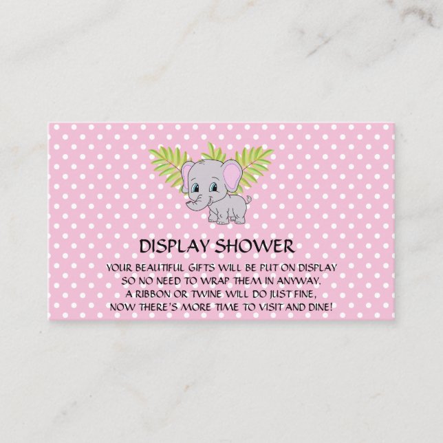 Carte D'accompagnement Fille Eléphant Baby shower Affichage Douche rose (Devant)